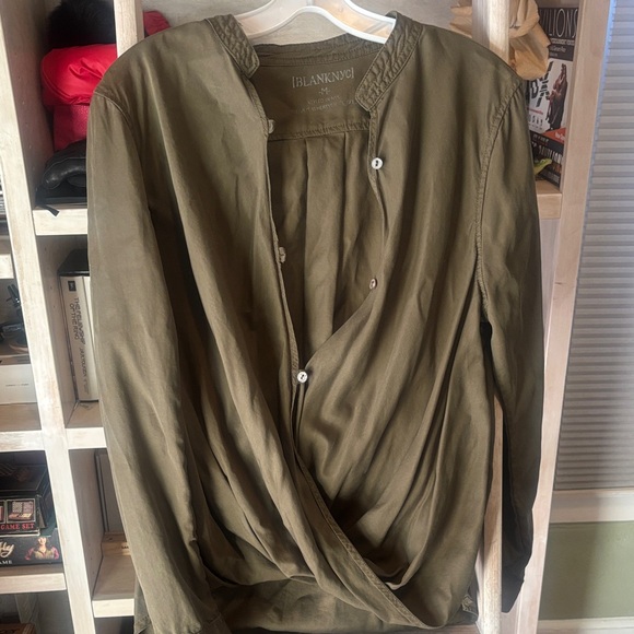 Blank NYC Tops - Blank NYC Medium Olive Green Draped Blouse